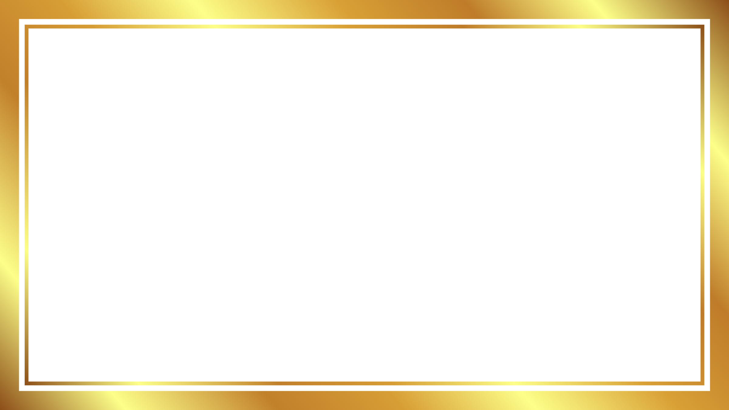 Golden frame rectangle on transparent background